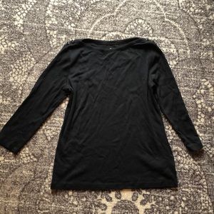 Black boatneck 3/4 tee